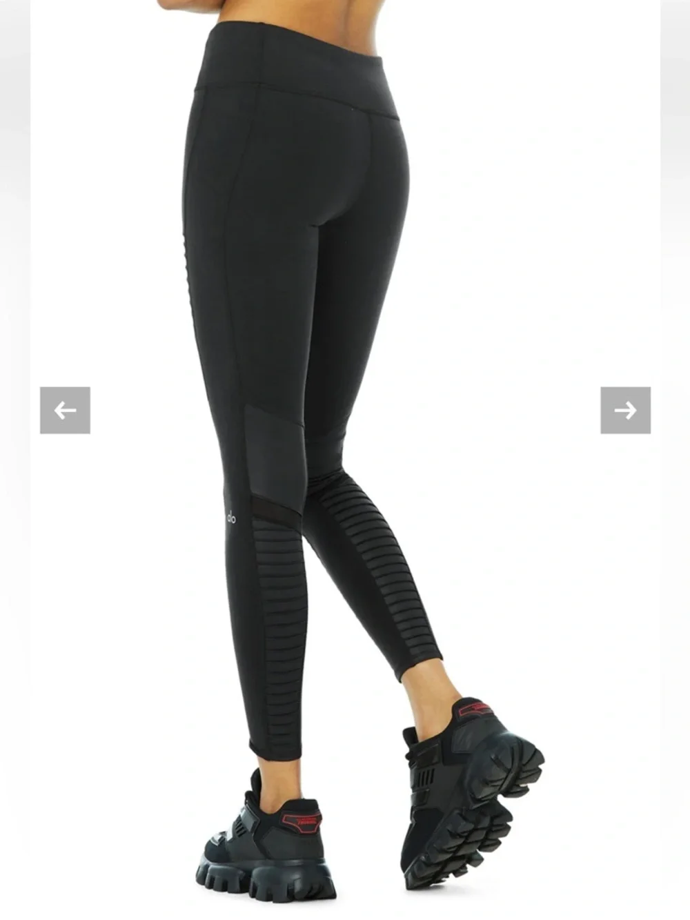 ALO Yoga Black Moto Ribbed High-Waist Leggings Size M